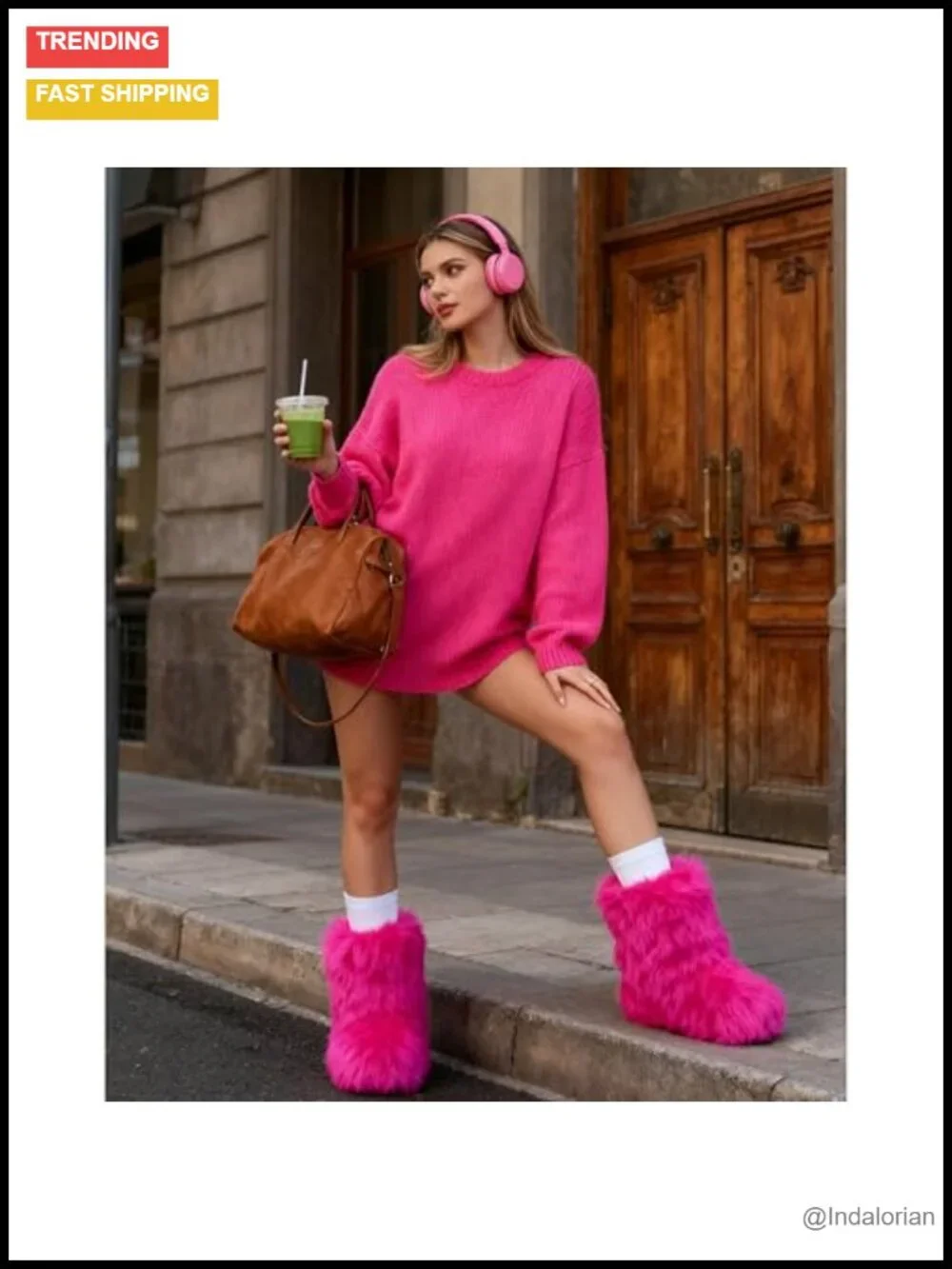 Faux Fur Platform Ankle Boots Winter Snow Fluffy Round Toe Y2k